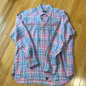 Robert Talbott Blue and Pink Casual Button Down Shirt